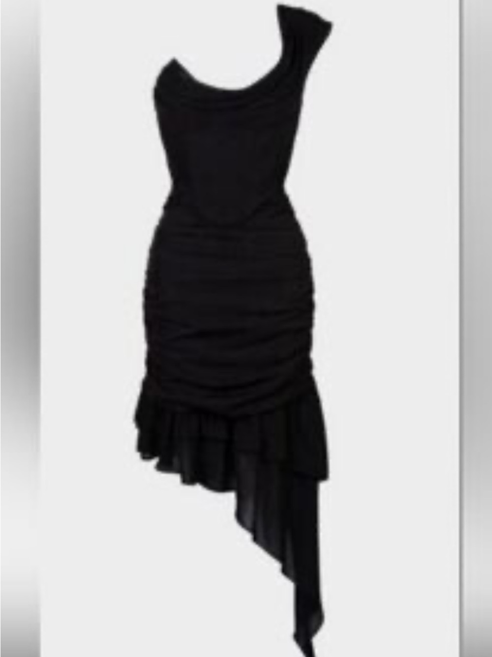 Heiress Beverly Hills Black Asymmetrical Ruffle Women's corset dress
